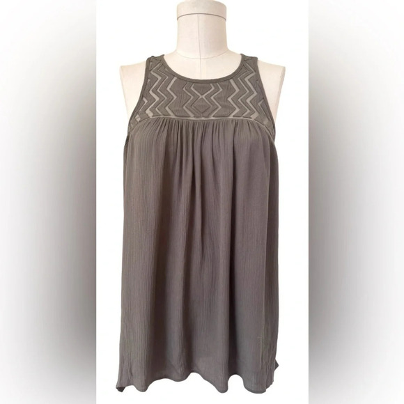 Mossimo - Geometric Mesh Front Swingy Tank in hi-low cut - sleeveless blouse - Picture 1 of 9